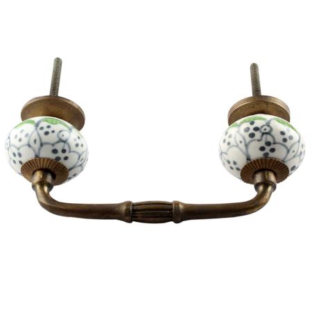 Grey Dotted Ceramic Floral Bridge Handle